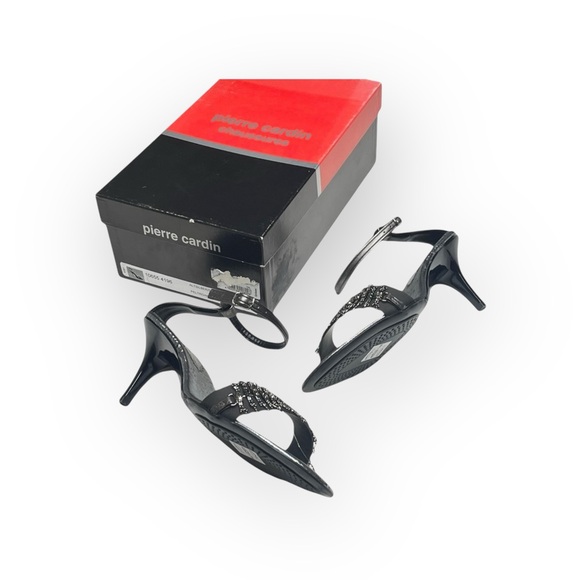 Vintage: new Pierre Cardin ♚ Beaded Kitten Heels ♚ Chain Mail ♚ Gunmetal ♚ 8.5M - Picture 13 of 16